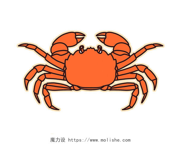 红色手绘卡通国潮大闸蟹螃蟹中秋节美食元素PNG素材